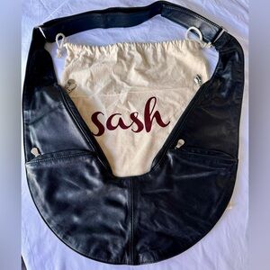 Black Leather Sash Bag